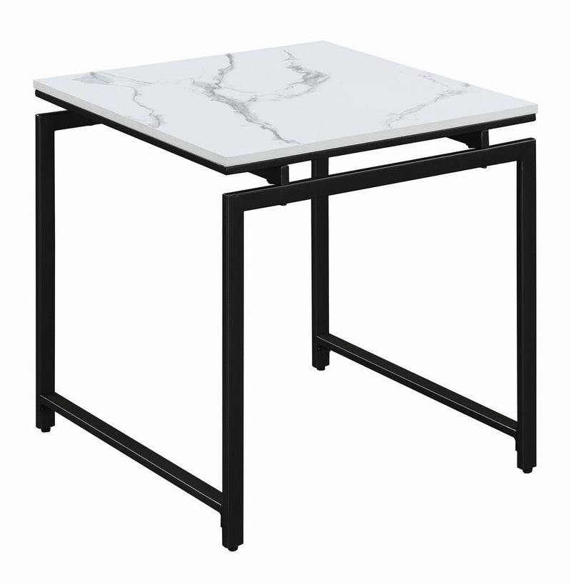 Clark 3-piece Occasional Set White and Dark Gunmetal - Furniture Center (NY)