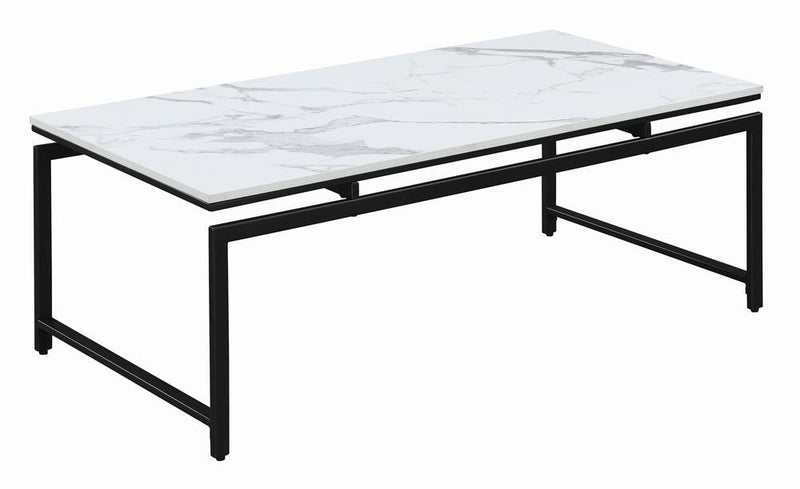 Clark 3-piece Occasional Set White and Dark Gunmetal - Furniture Center (NY)