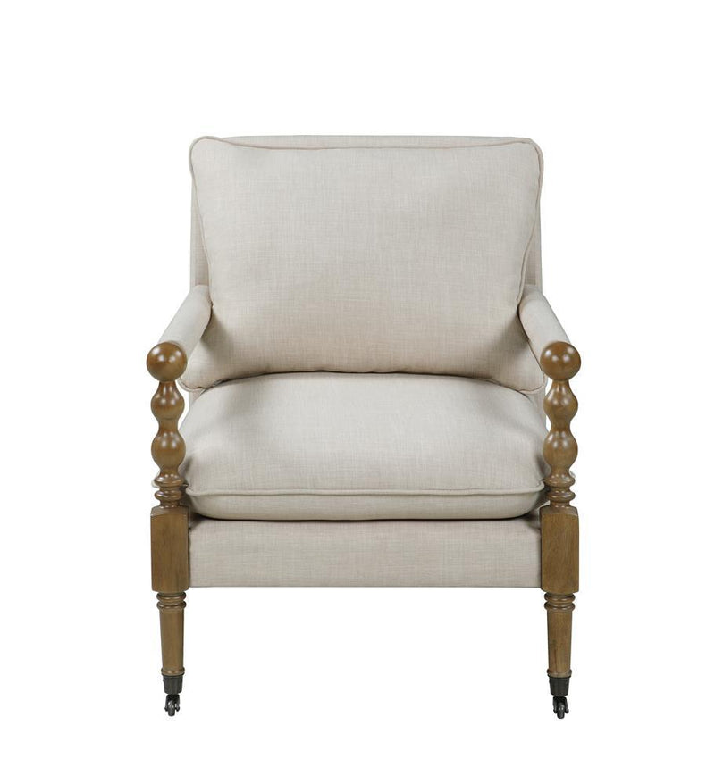 Dempsy Upholstered Accent Chair with Casters Beige - Furniture Center (NY)