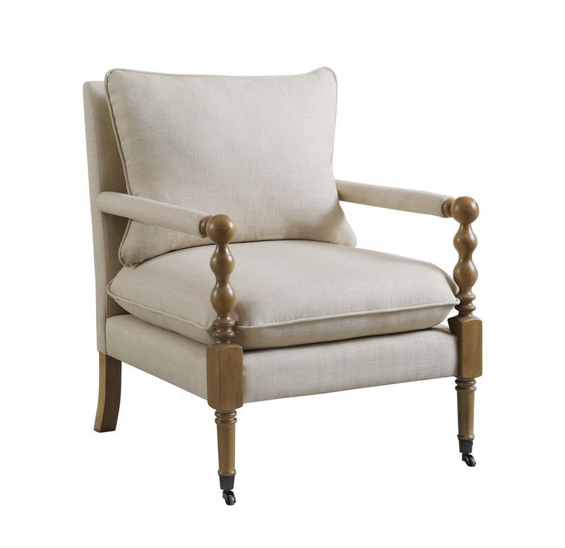 Dempsy Upholstered Accent Chair with Casters Beige - Furniture Center (NY)