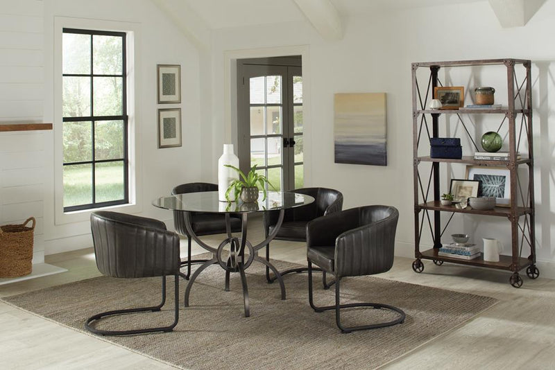Banner Upholstered Dining Chair Anthracite and Matte Black - Furniture Center (NY)