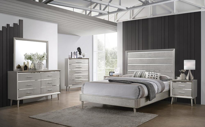 Ramon Queen Panel Bed Metallic Sterling - Furniture Center (NY)