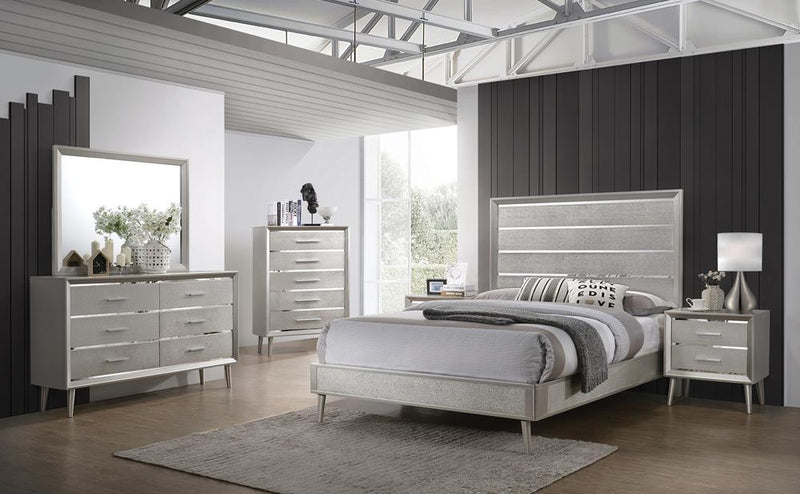 Ramon Eastern King Panel Bed Metallic Sterling - Furniture Center (NY)