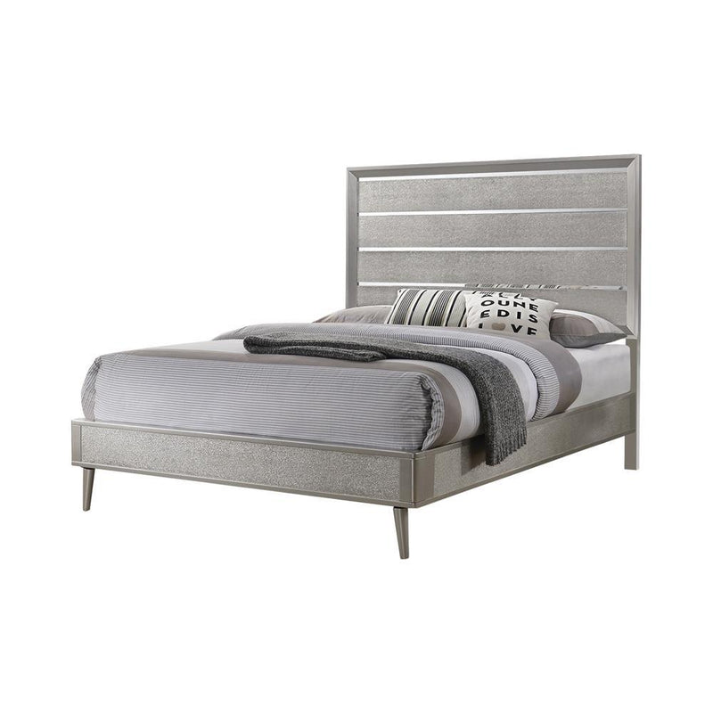 Ramon Eastern King Panel Bed Metallic Sterling - Furniture Center (NY)