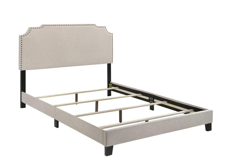 Tamarac Upholstered Nailhead Eastern King Bed Beige - Furniture Center (NY)