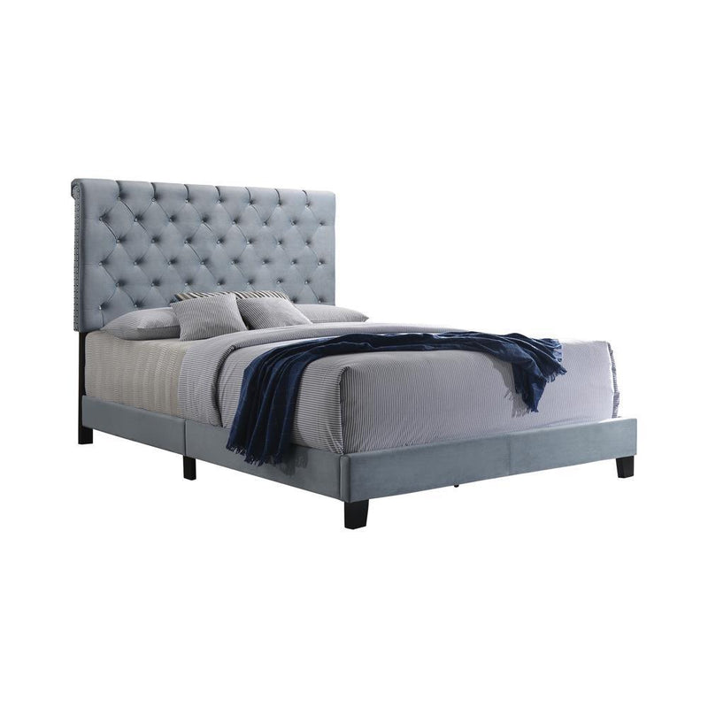 Warner Eastern King Upholstered Bed Slate Blue - Furniture Center (NY)