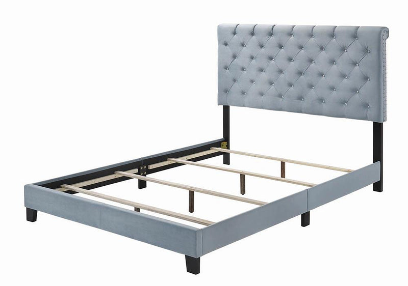Warner Eastern King Upholstered Bed Slate Blue - Furniture Center (NY)