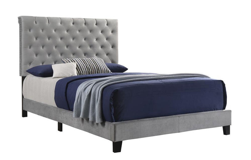 Warner Eastern King Upholstered Bed Grey - Furniture Center (NY)