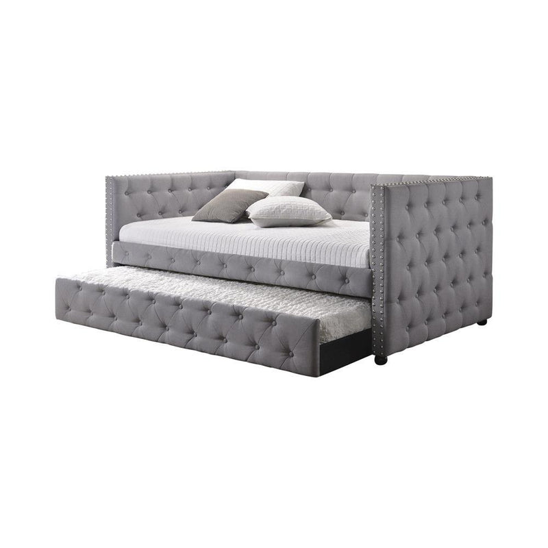 Mockern Tufted Upholstered Daybed with Trundle Grey - Furniture Center (NY)