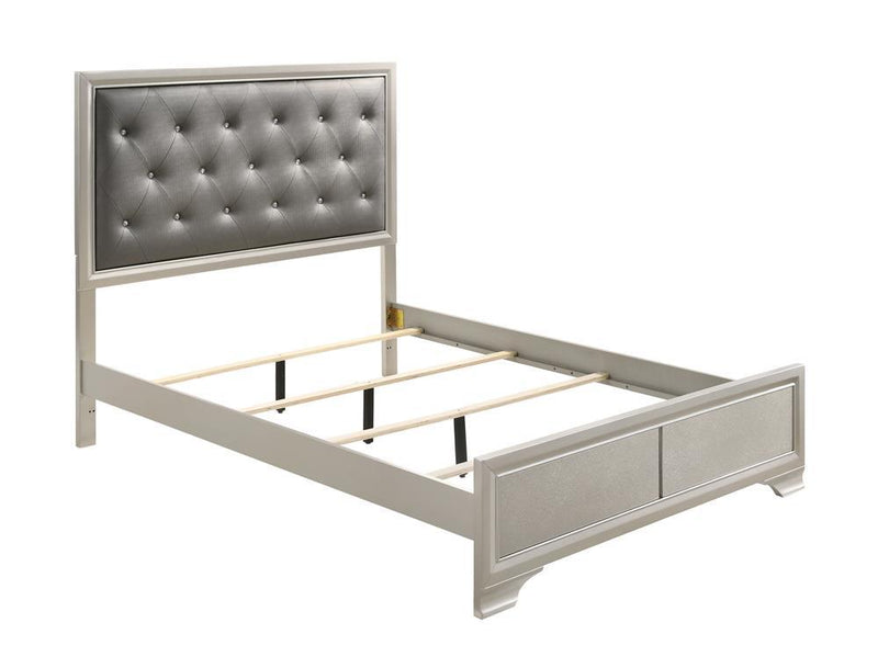 Salford Queen Panel Bed Metallic Sterling and Charcoal Grey - Furniture Center (NY)
