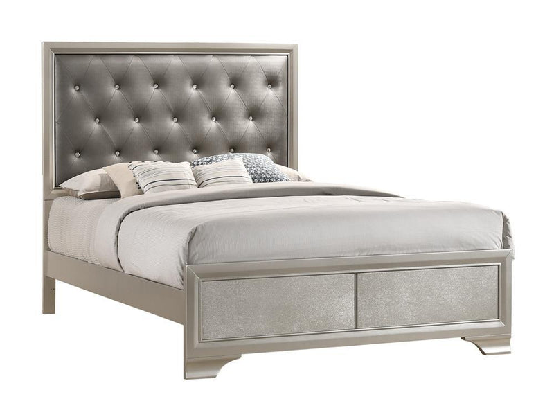 Salford Queen Panel Bed Metallic Sterling and Charcoal Grey - Furniture Center (NY)