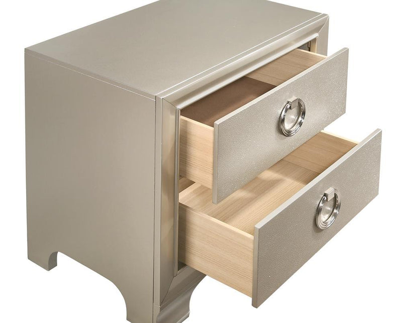 Salford 2-drawer Nightstand Metallic Sterling - Furniture Center (NY)