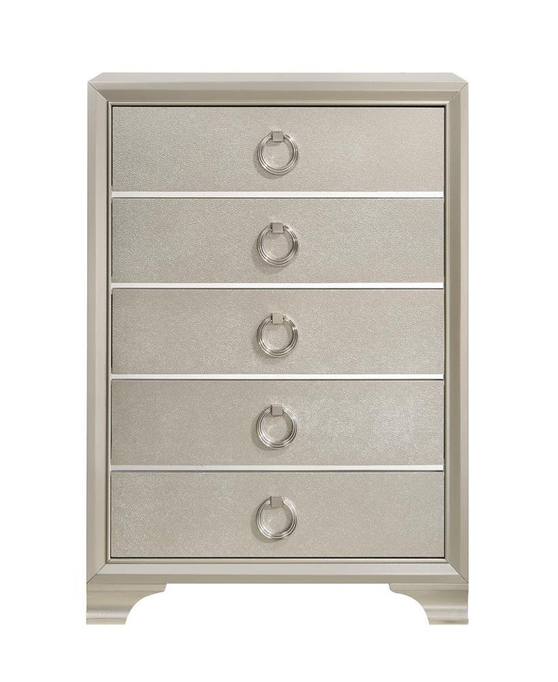 Salford 5-drawer Chest Metallic Sterling - Furniture Center (NY)