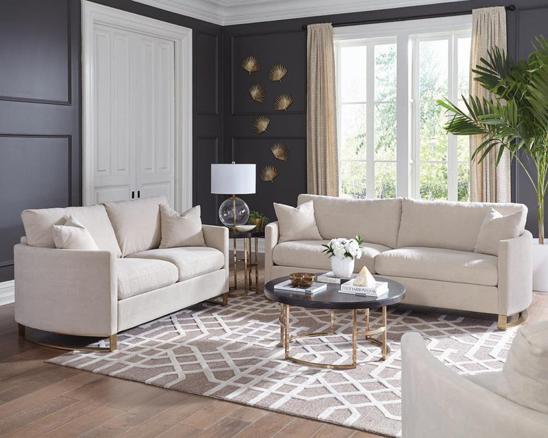Corliss Upholstered Arched Arms Sofa Beige - Furniture Center (NY)