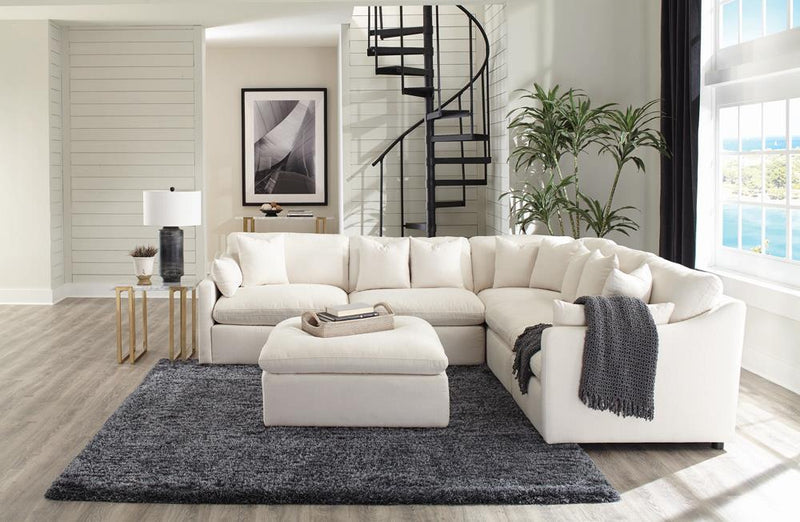 Hobson Cushion Seat Ottoman Off-White - Furniture Center (NY)