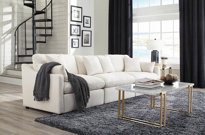 Hobson Cushion Seat Ottoman Off-White - Furniture Center (NY)
