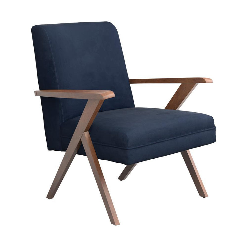 Cheryl Wooden Arms Accent Chair Dark Blue and Walnut - Furniture Center (NY)