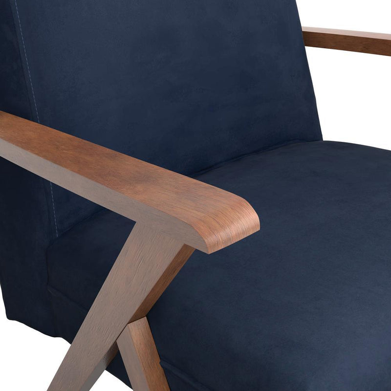 Cheryl Wooden Arms Accent Chair Dark Blue and Walnut - Furniture Center (NY)