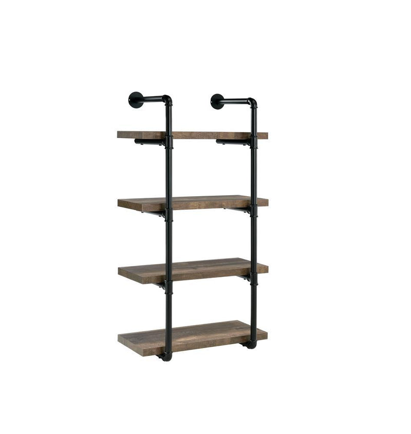 Elmcrest 24-inch Wall Shelf Black and Rustic Oak - Furniture Center (NY)