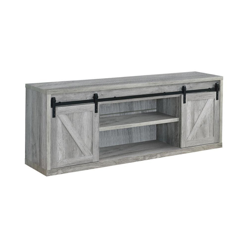 Brockton 71-inch 3-shelf Sliding Doors TV Console Grey Driftwood - Furniture Center (NY)