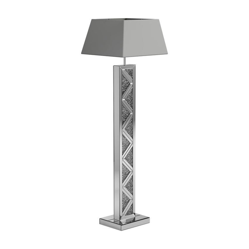 Carmen Geometric Base Floor Lamp Silver - Furniture Center (NY)