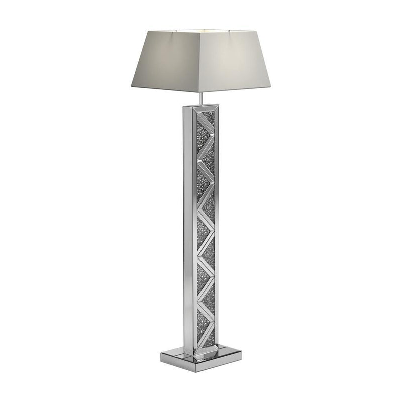 Carmen Geometric Base Floor Lamp Silver - Furniture Center (NY)