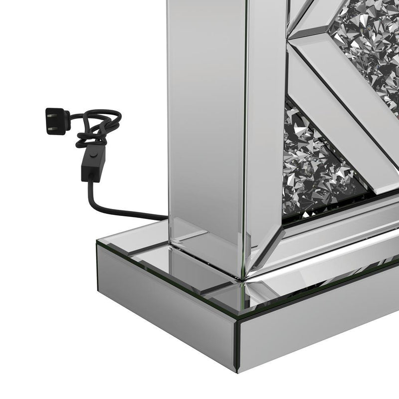 Carmen Geometric Base Table Lamp Silver - Furniture Center (NY)