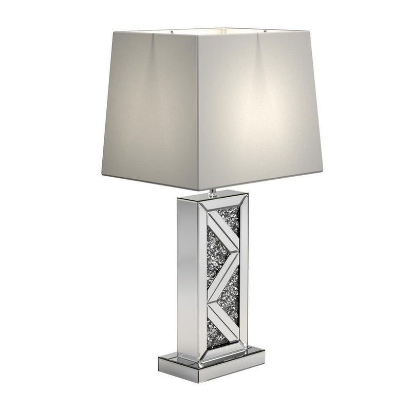 Carmen Geometric Base Table Lamp Silver - Furniture Center (NY)
