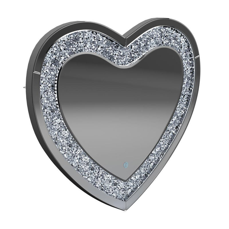 Aiko Heart Shape Wall Mirror Silver - Furniture Center (NY)