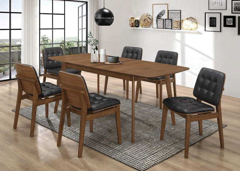 Redbridge Tufted Back Side Chairs Natural Walnut and Black (Set of 2) - Furniture Center (NY)