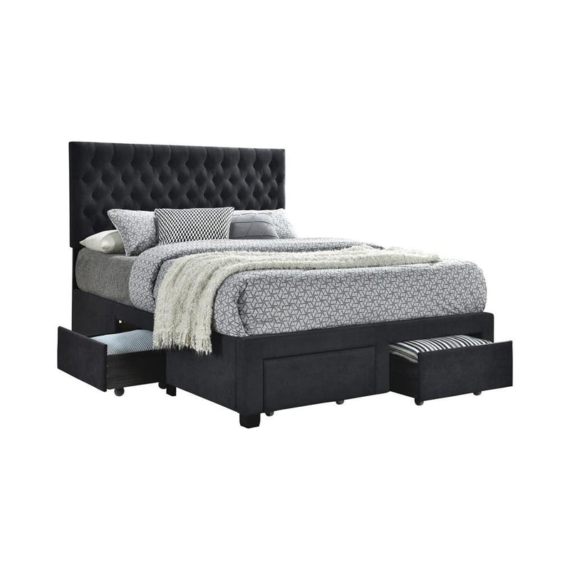 Soledad Full 4-drawer Button Tufted Storage Bed Charcoal - Furniture Center (NY)