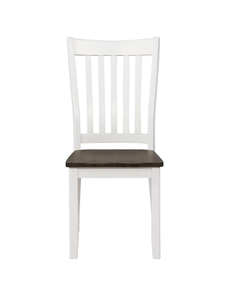 Kingman Slat Back Dining Chairs Espresso and White (Set of 2) - Furniture Center (NY)
