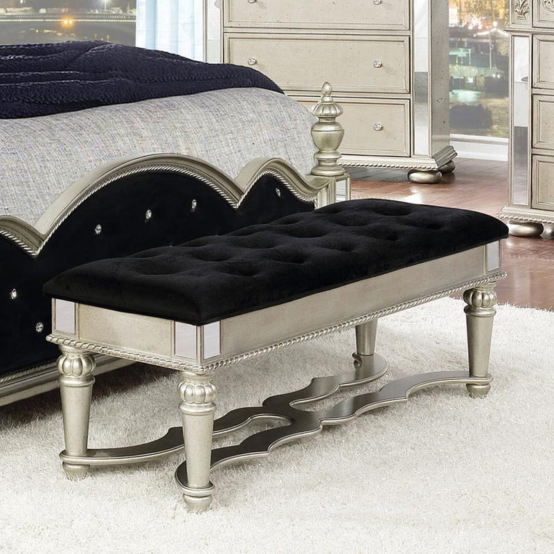 Heidi Upholstered Bench Metallic Platinum - Furniture Center (NY)