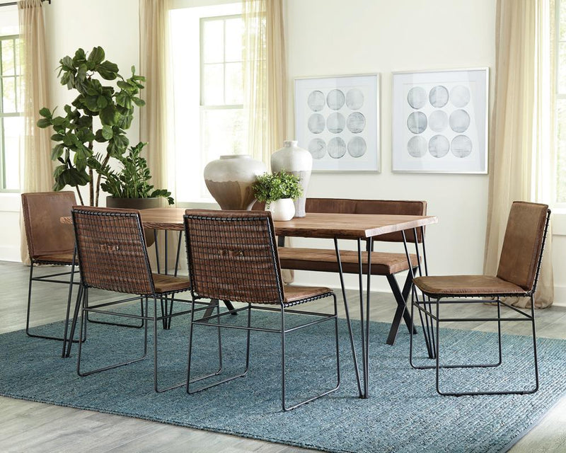 Abbott Upholstered Side Chairs Antique Brown and Matte Black (Set of 2) - Furniture Center (NY)