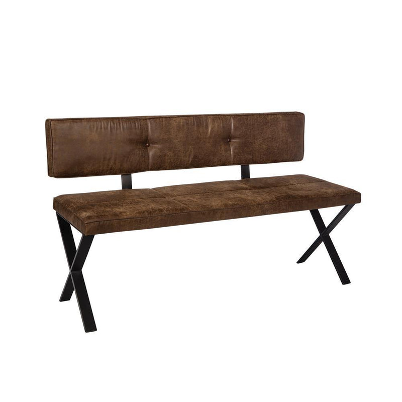 Abbott Upholstered Dining Bench Antique Brown and Matte Black - Furniture Center (NY)