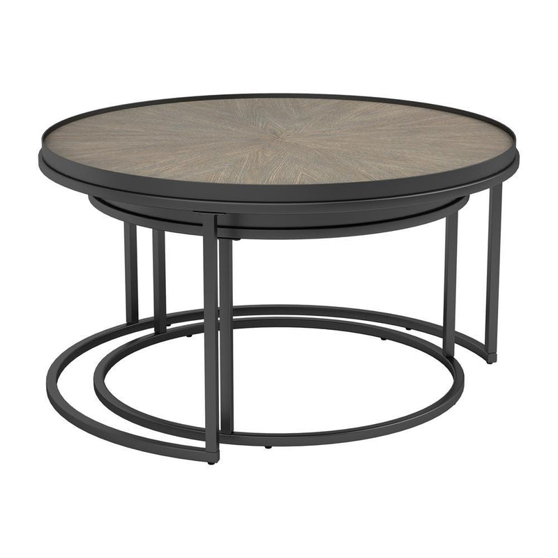 Rodrigo 2-piece Round Nesting Tables Weathered Elm - Furniture Center (NY)