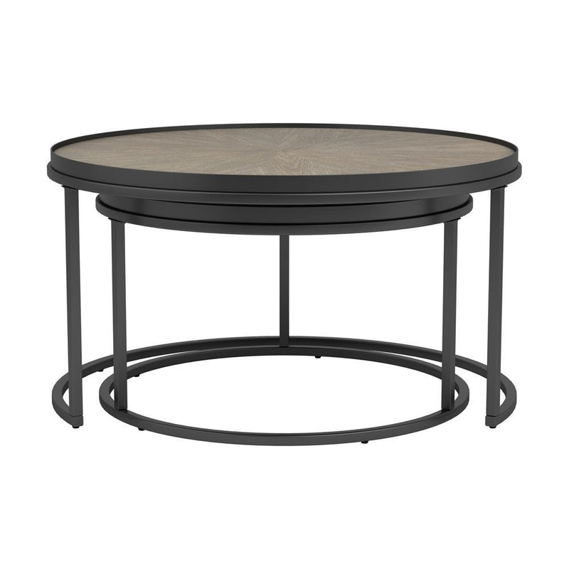 Rodrigo 2-piece Round Nesting Tables Weathered Elm - Furniture Center (NY)