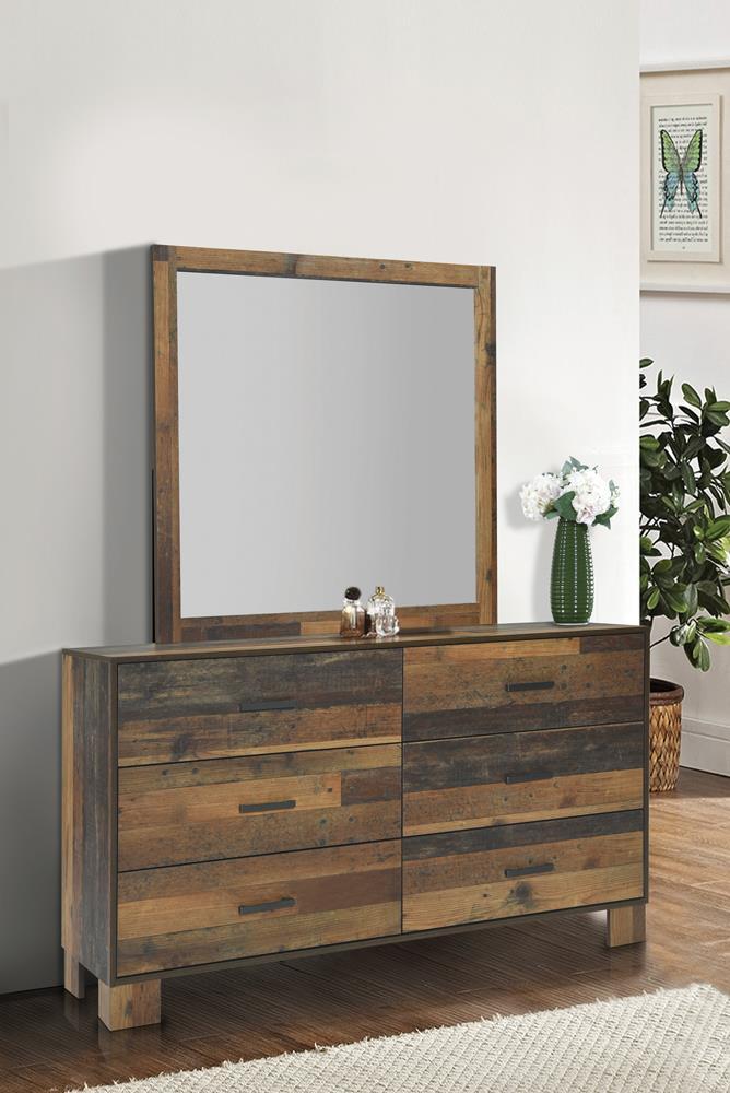 Sidney Square Dresser Mirror Rustic Pine - Furniture Center (NY)