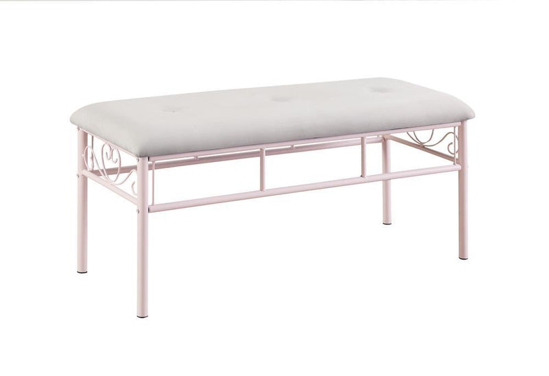 Massi Tufted Upholstered Bench Powder Pink - Furniture Center (NY)