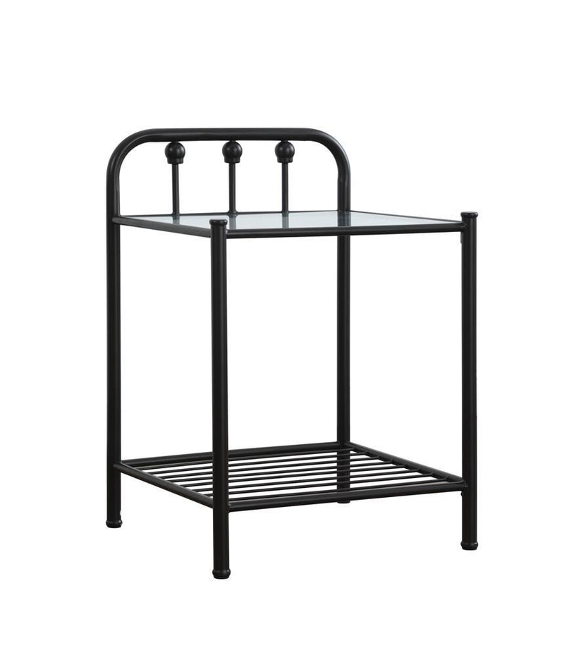Livingston 1-shelf Nightstand with Glass Top Dark Bronze - Furniture Center (NY)