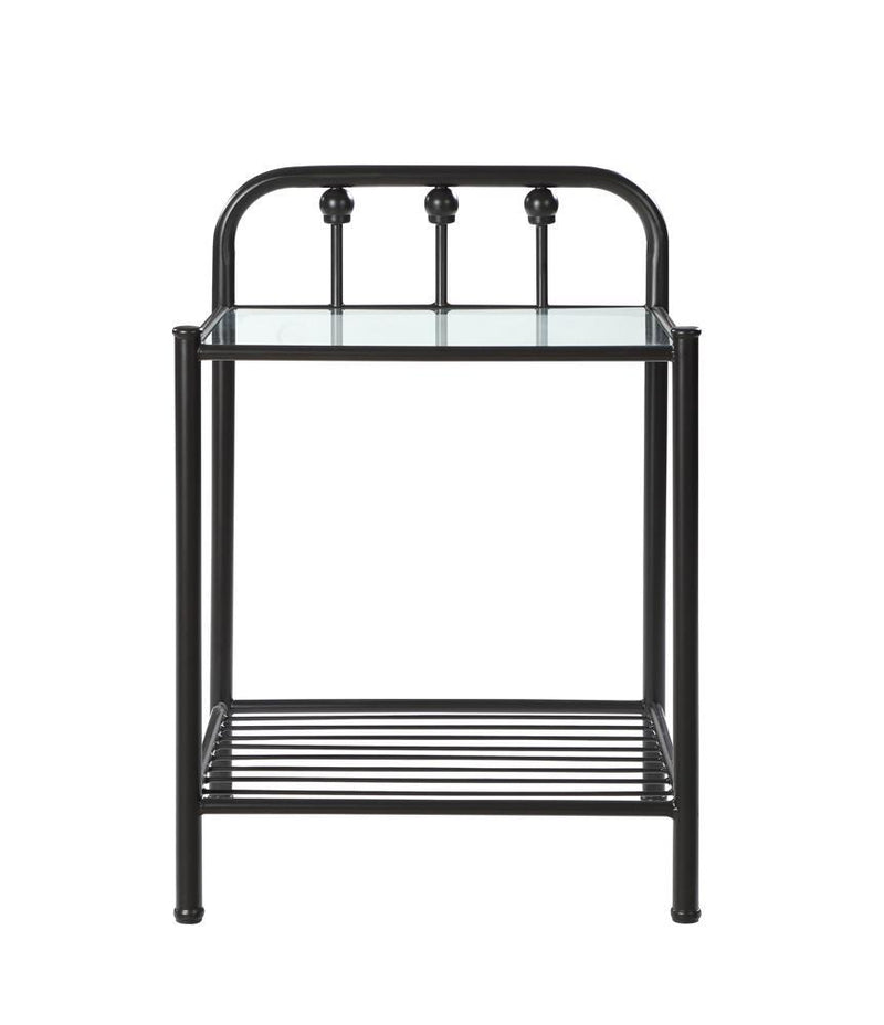 Livingston 1-shelf Nightstand with Glass Top Dark Bronze - Furniture Center (NY)