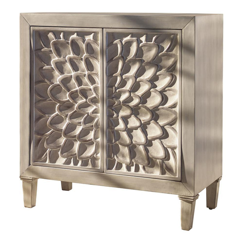 Clarkia Accent Cabinet with Floral Carved Door White - Furniture Center (NY)
