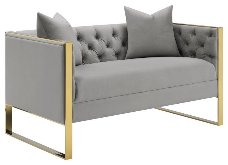 Eastbrook Tufted Back Loveseat Grey - Furniture Center (NY)