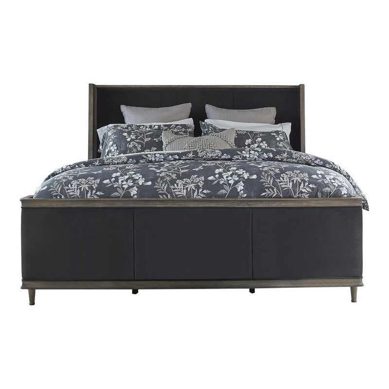 Alderwood California King Upholstered Panel Bed Charcoal Grey