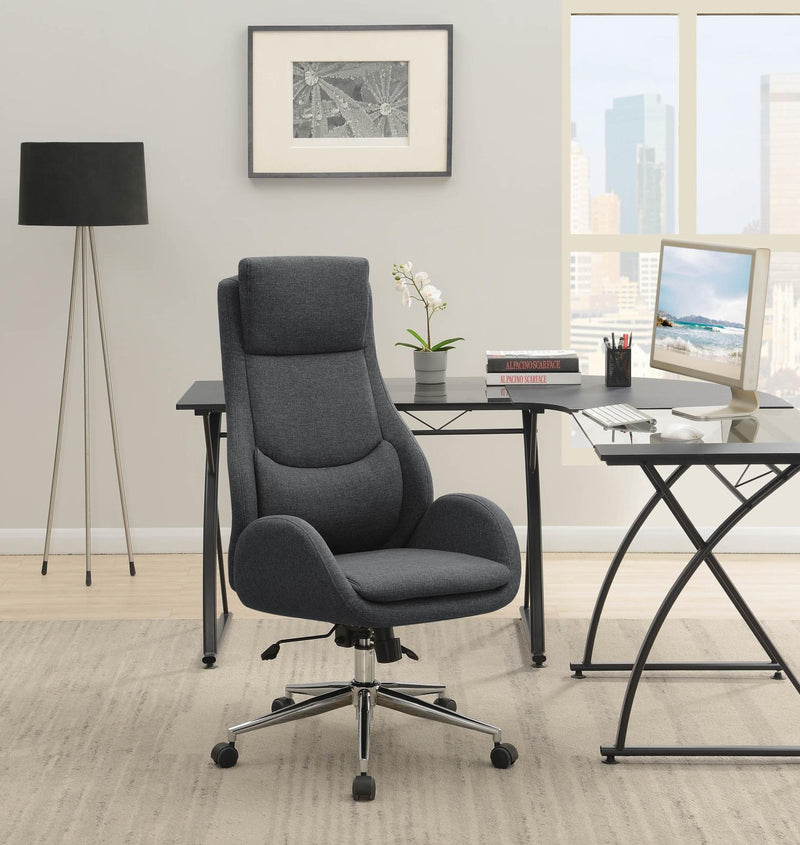 Cruz Upholstered Office Chair with Padded Seat Grey and Chrome - Furniture Center (NY)