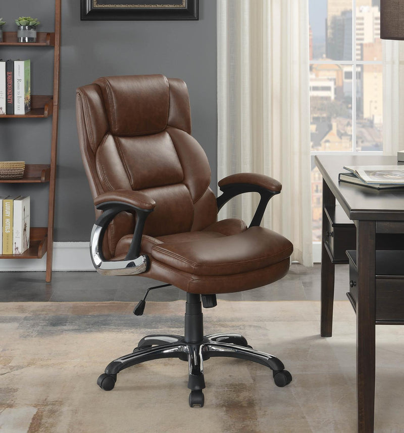 Nerris Adjustable Height Office Chair with Padded Arm Brown and Black - Furniture Center (NY)