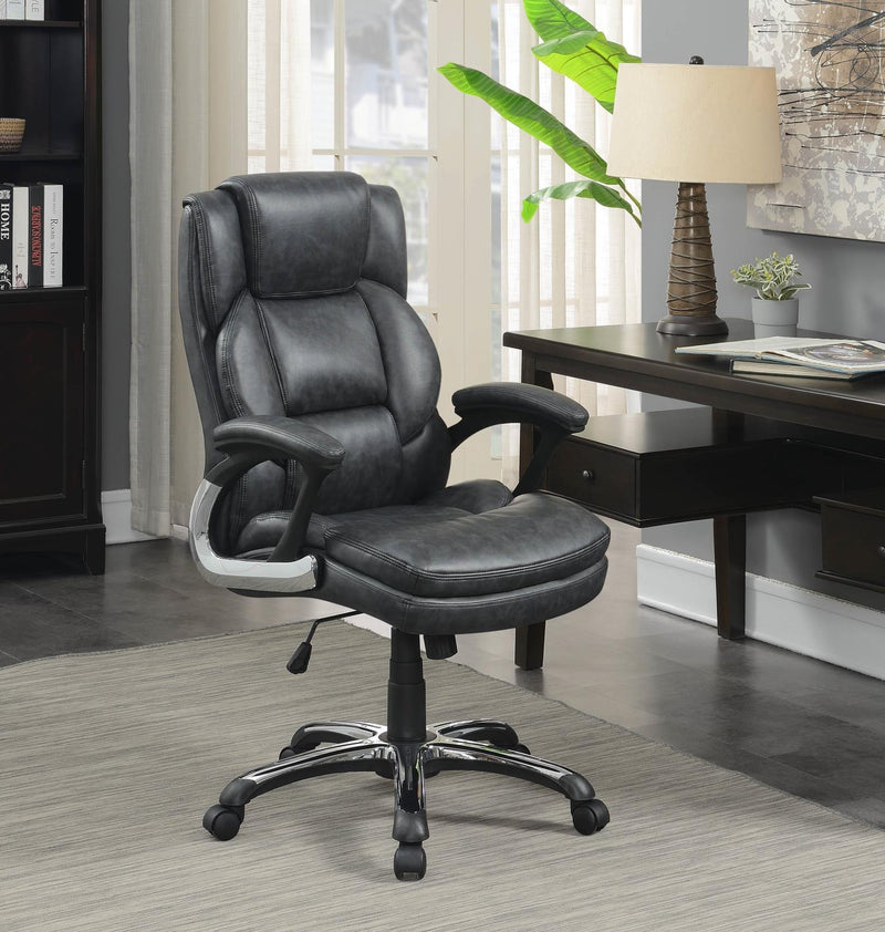 Nerris Adjustable Height Office Chair with Padded Arm Grey and Black - Furniture Center (NY)