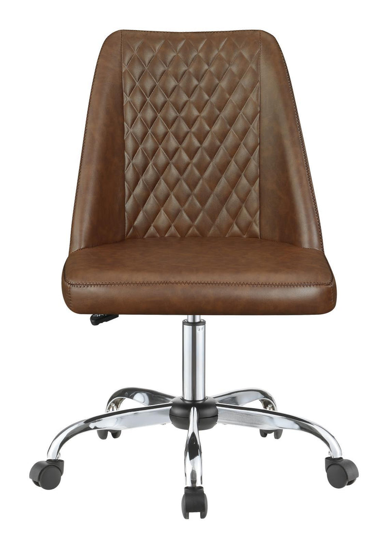 Althea Upholstered Tufted Back Office Chair Brown and Chrome - Furniture Center (NY)
