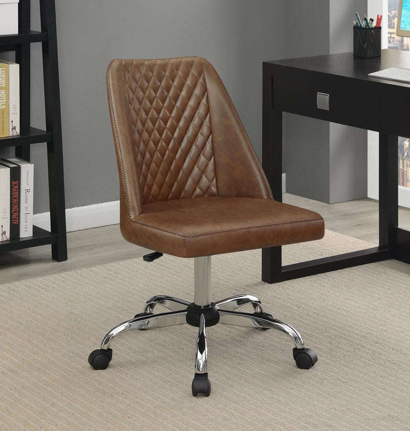 Althea Upholstered Tufted Back Office Chair Brown and Chrome - Furniture Center (NY)