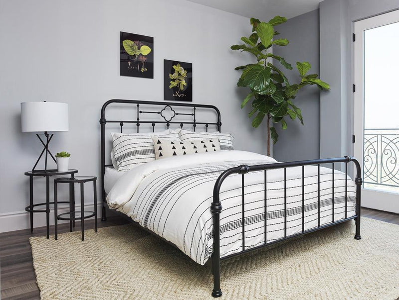 Packlan Queen Metal Panel Bed Matte Black - Furniture Center (NY)